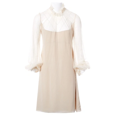 Pre-owned Vilshenko Silk Mid-length Dress In Beige