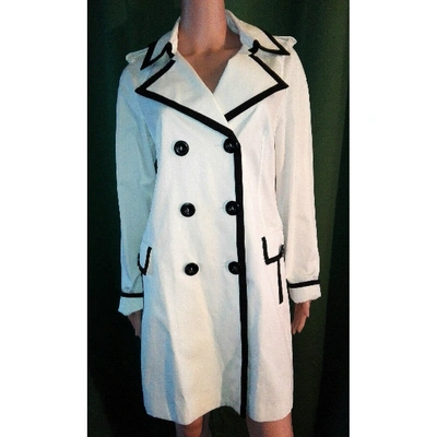 Pre-owned Pinko White Cotton Trench Coat