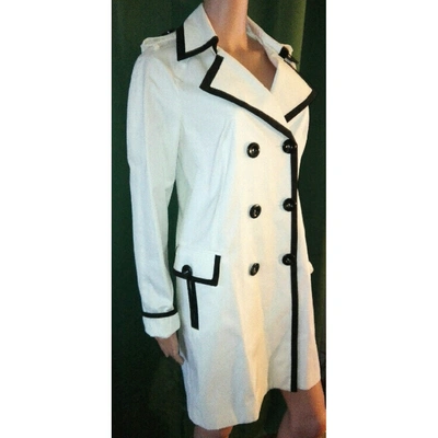 Pre-owned Pinko White Cotton Trench Coat