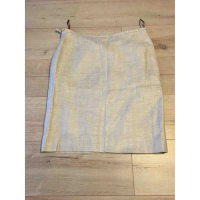 Pre-owned Saint Laurent Linen Mid-length Skirt In Beige