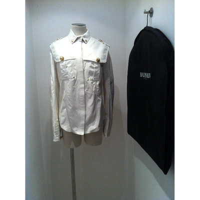 Pre-owned Balmain White Leather Jacket