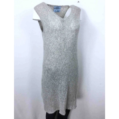 Pre-owned Prada Cashmere Mid-length Dress In Grey