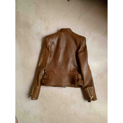 Pre-owned Balmain Camel Leather Jacket