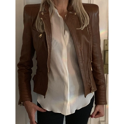 Pre-owned Balmain Camel Leather Jacket