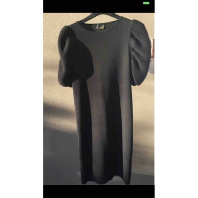 Pre-owned Fendi Wool Mini Dress In Black
