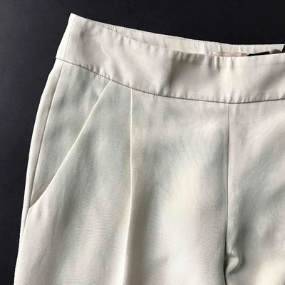 Pre-owned Giambattista Valli Silk Carot Pants In Ecru