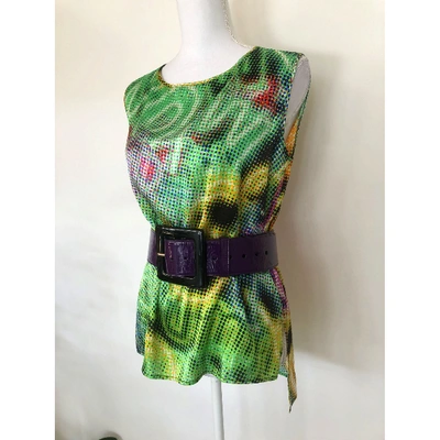 Pre-owned Marco Bologna Silk Top In Green