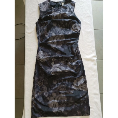 Pre-owned Plein Sud Silk Mid-length Dress In Grey