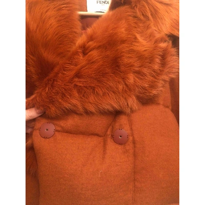 Pre-owned Fendi Wool Puffer In Orange