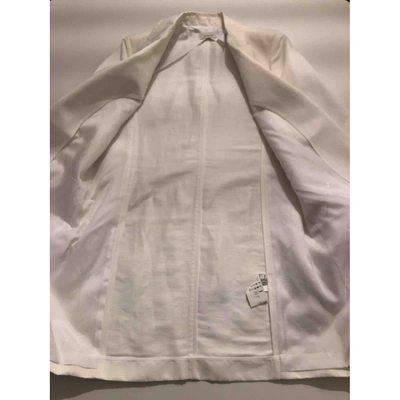 Pre-owned Pinko Linen Suit Jacket In White