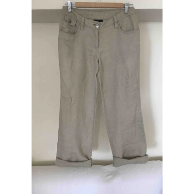 Pre-owned Calvin Klein Linen Large Pants In Beige