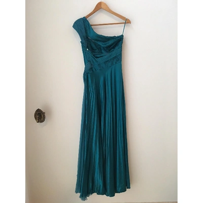 Pre-owned Versace Silk Maxi Dress In Turquoise