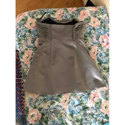 Pre-owned Miu Miu Silk Mini Dress In Grey