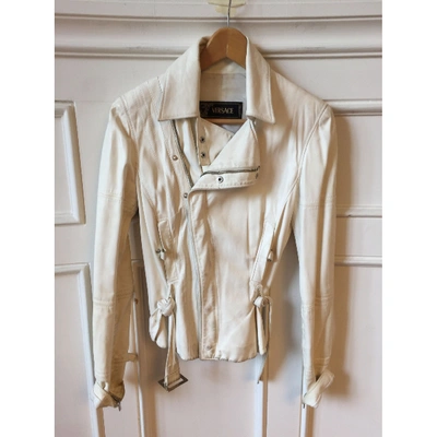 Pre-owned Versace White Leather Jacket