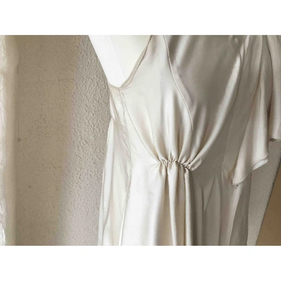 Pre-owned Nina Ricci Silk Mini Dress In Beige