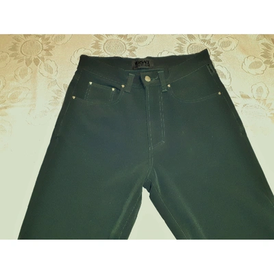 Pre-owned Versace Straight Jeans In Green