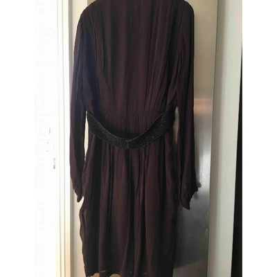 Pre-owned Antik Batik Silk Mid-length Dress In Brown