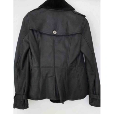 Pre-owned Burberry Black Shearling Leather Jacket