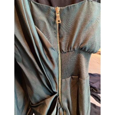 Pre-owned Balmain Silk Jumpsuit In Green