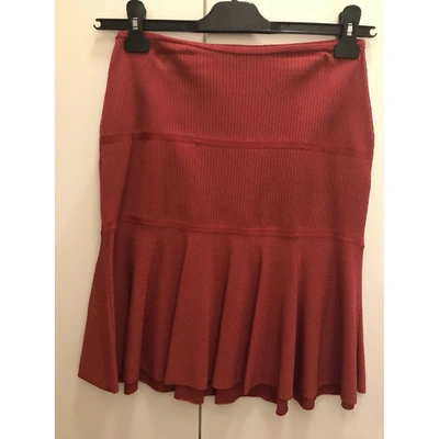 Pre-owned Wolford Mini Skirt In Burgundy