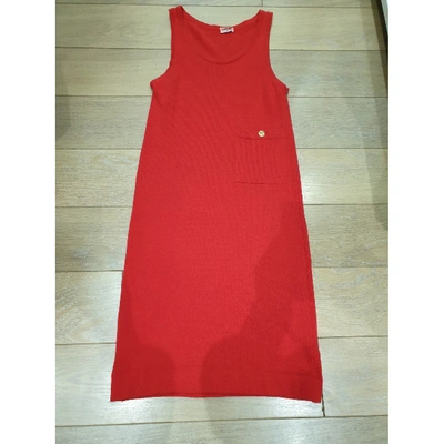Pre-owned Chanel Cashmere Maxi Dress In Red