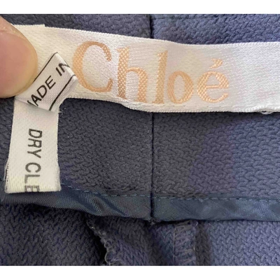 Pre-owned Chloé Silk Straight Pants In Blue