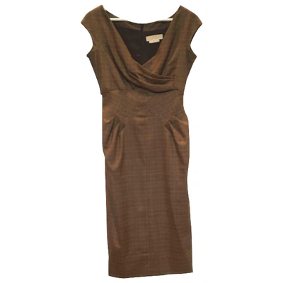 Pre-owned Michael Kors Wool Mid-length Dress In Brown