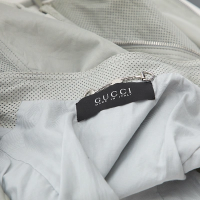 Pre-owned Gucci Leather Jacket In Grey