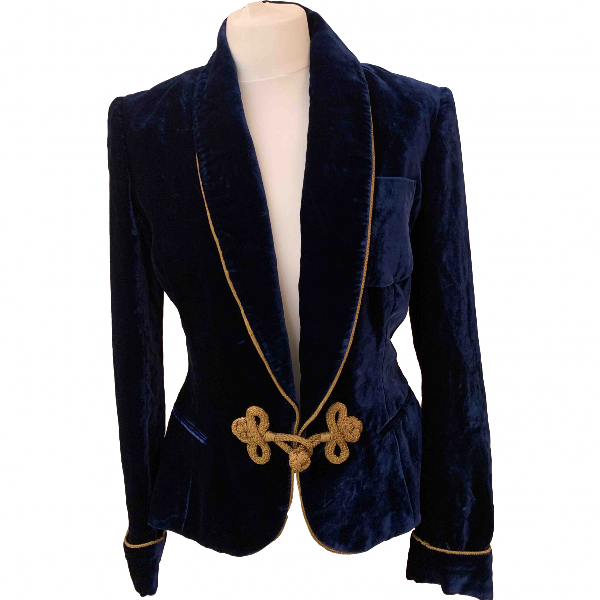 Pre-owned Ralph Lauren Blue Velvet Jacket | ModeSens