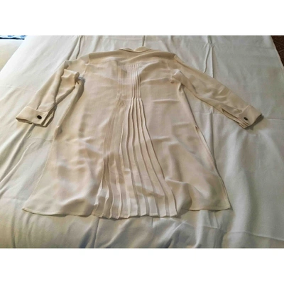 Pre-owned Ferragamo Silk Mini Dress In Beige