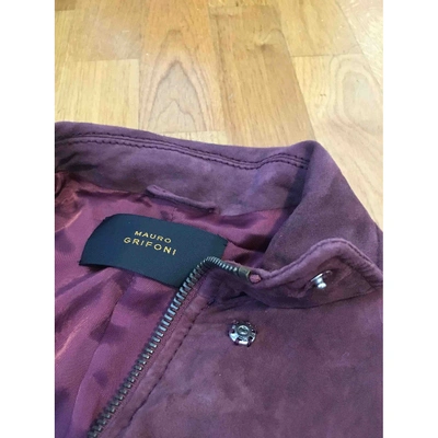Pre-owned Mauro Grifoni Leather Biker Jacket In Burgundy