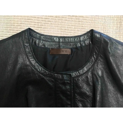 Pre-owned Loewe Leather Mid-length Dress In Black