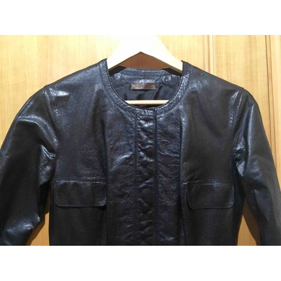 Pre-owned Loewe Leather Mid-length Dress In Black