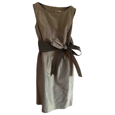 Pre-owned Alberto Biani Silk Mid-length Dress In Beige