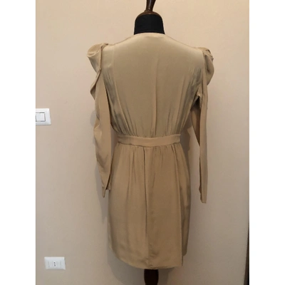 Pre-owned Tara Jarmon Silk Mini Dress In Ecru