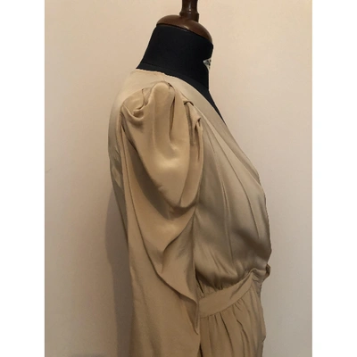 Pre-owned Tara Jarmon Silk Mini Dress In Ecru