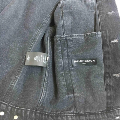 Pre-owned Balenciaga Black Denim - Jeans Leather Jacket