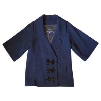 Pre-owned Andrew Gn Wool Coat In Navy