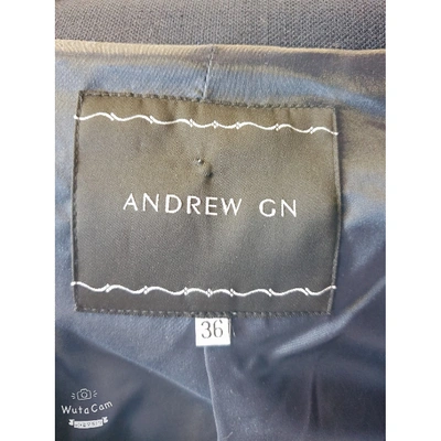 Pre-owned Andrew Gn Wool Coat In Navy