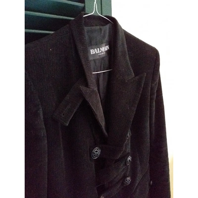 Pre-owned Balmain Black Velvet Jacket