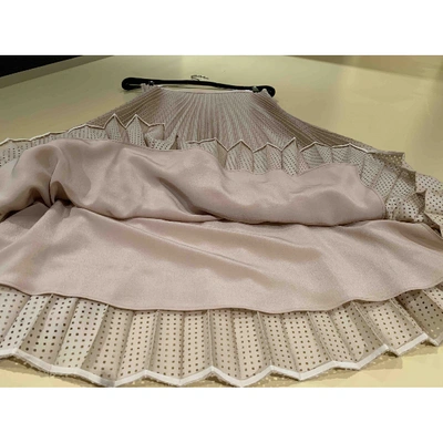 Pre-owned Fendi Silk Maxi Skirt In Beige