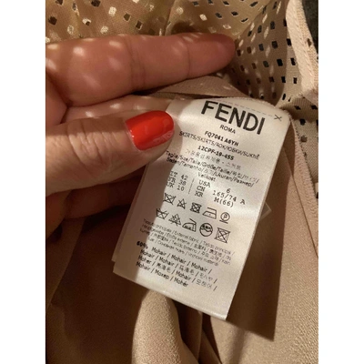 Pre-owned Fendi Silk Maxi Skirt In Beige