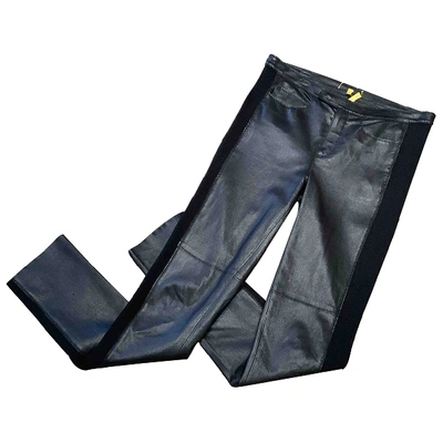 Pre-owned Catherine Malandrino Leather Slim Pants In Black