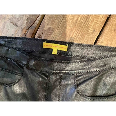 Pre-owned Catherine Malandrino Leather Slim Pants In Black