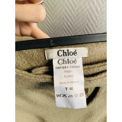 Pre-owned Chloé Wool Mid-length Dress In Khaki