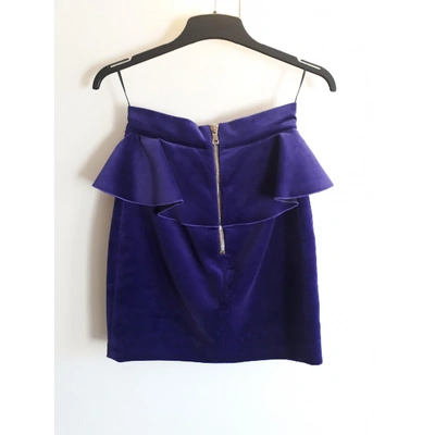 Pre-owned Balmain Velvet Mini Skirt In Purple