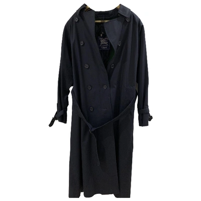 Pre-owned Burberry Navy Wool Trench Coat