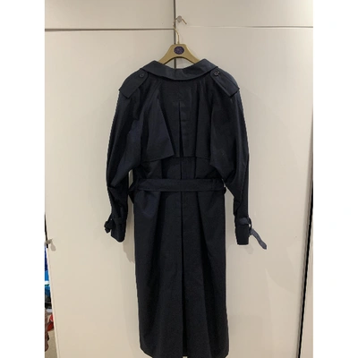 Pre-owned Burberry Navy Wool Trench Coat