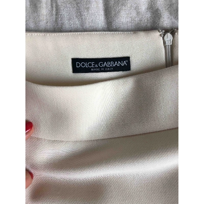 Pre-owned Dolce & Gabbana Wool Mini Skirt In White