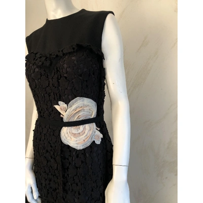 Pre-owned Lanvin Lace Mid-length Dress In Black